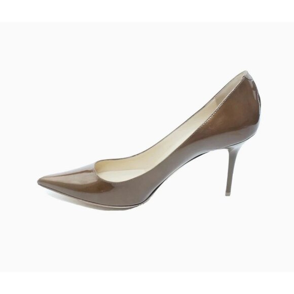 Jimmy Choo Agnes Tan Patent Leather Pointed Toe Pumps Womens Size 38 US 8 - Picture 7 of 14